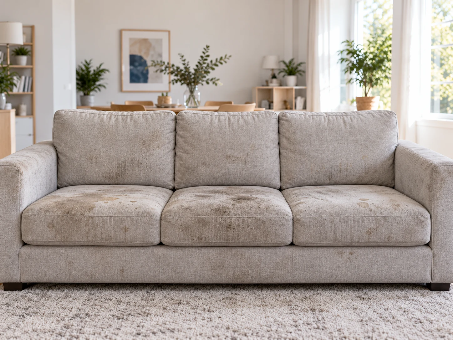 Beskidt sofa før rens